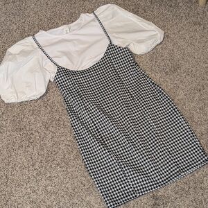 Blashe Houndstooth Dress Size Small & H&M White Top Size Small